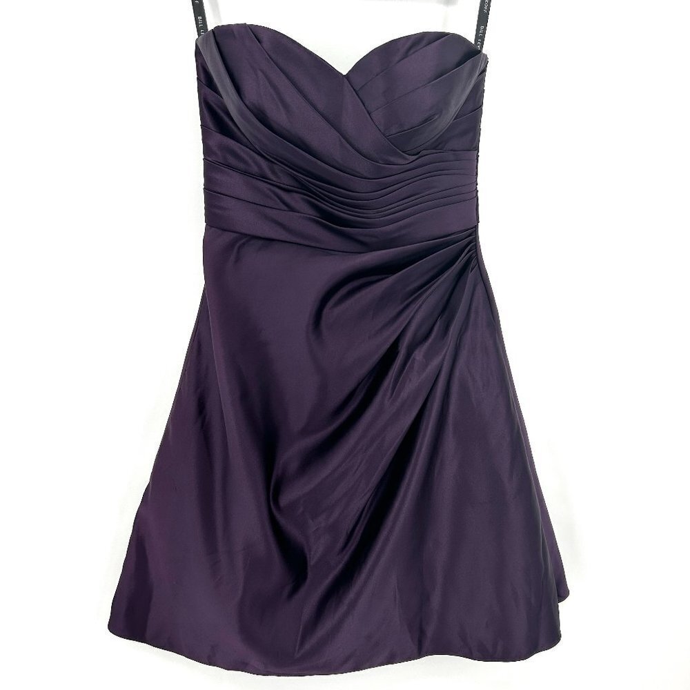 BILL LEVKOFF Eggplant Purple Sweetheart Strapless Sample Formal Dress Size 8